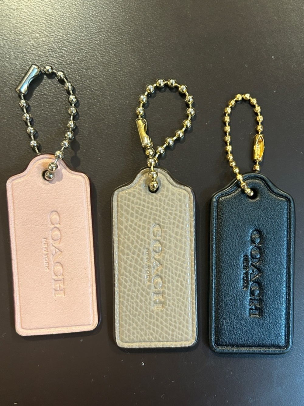 Coach Leather Hang Tag-  Pink, Taupe, Black- CHOICE